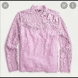 J. Crew Lavender Mockneck Lace Top | Size 12